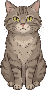 A grey tabby cat, hero of “The Cat and the Fox”